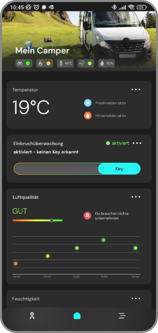 App für smarte Alarmanalage Wohnmobil